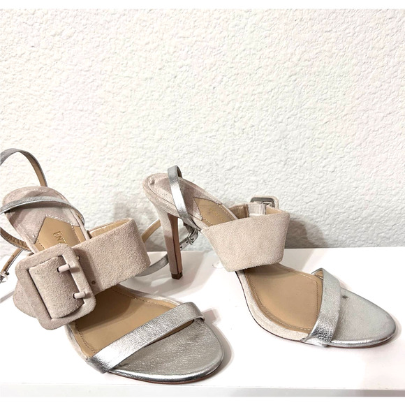 Enzo Angiolini Suede and Metallic Sandal Mixed Media Suede Leather Size 8 - Picture 4 of 9